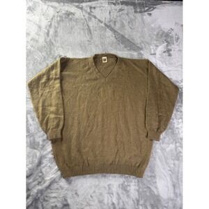 The Little Alpaca's House V-Neck Sweater Mens XL Brown Peruvian Ribbed Trim